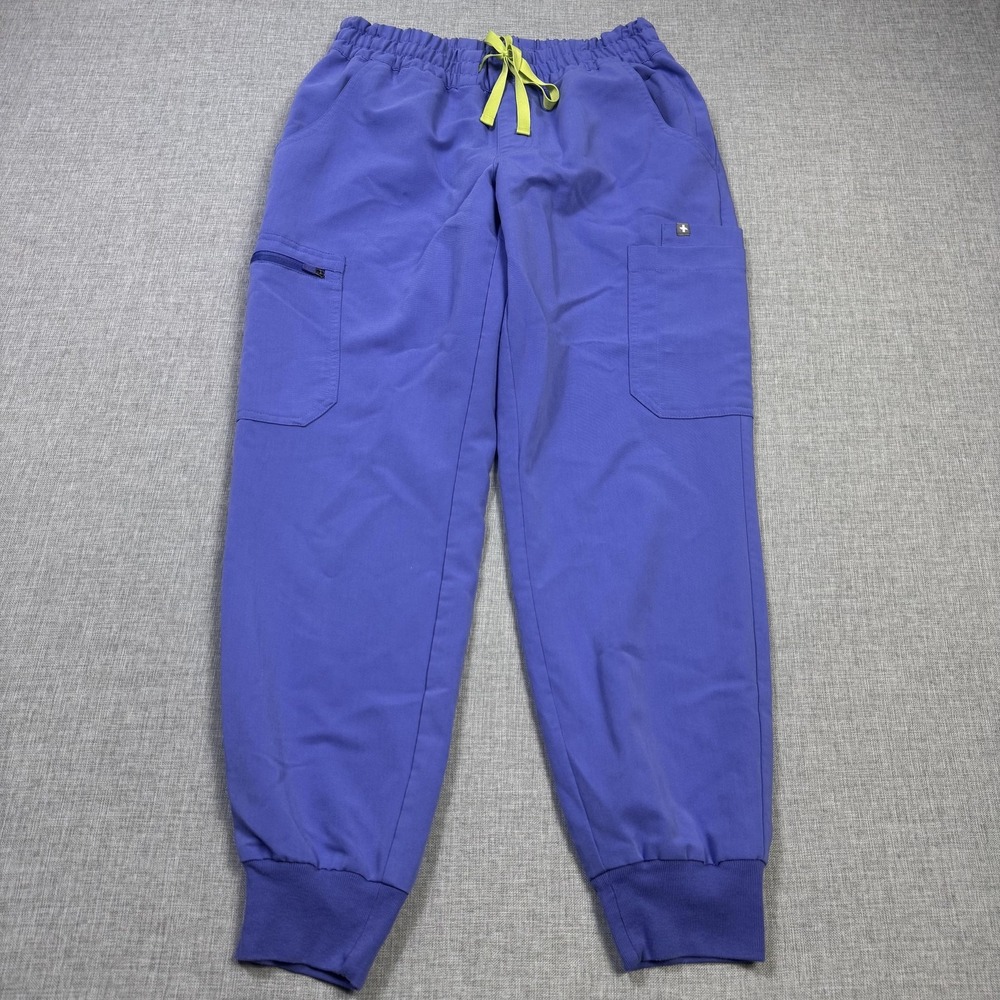 FIGS Zamora Slim Fit Jogger Scrub Pants Womens Small Petite Purple Ribbed Ankle
